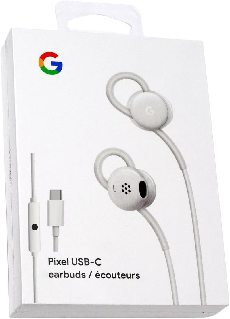 Google Earbuds Wired Headset USB-C, Comfortable Fit, Inline Controls, Compatible with Type-C Phones - White (Retail) RETAIL