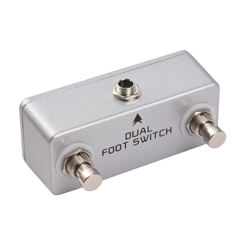 Dual Footswitch Amp Channel Footswitch Locking Function Aluminum Alloy 6.35mm Stereo Output Latching Foot Switch Pedal for Amplifiers Effects Pedals Drum Machines