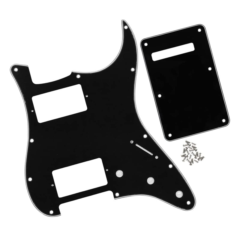 [AUSTRALIA] - FLEOR 3Ply Black HH Pickguard 11 Holes ST Guitar Pick Guard Backplate Screws Set 