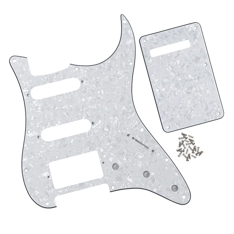 [AUSTRALIA] - FLEOR HSS Guitar Pickguard 11-Hole ST Style Electric Guitar Pick Guard Backplate Set with Mounting Screws,4Ply White Pearl 4Ply White Pearl 