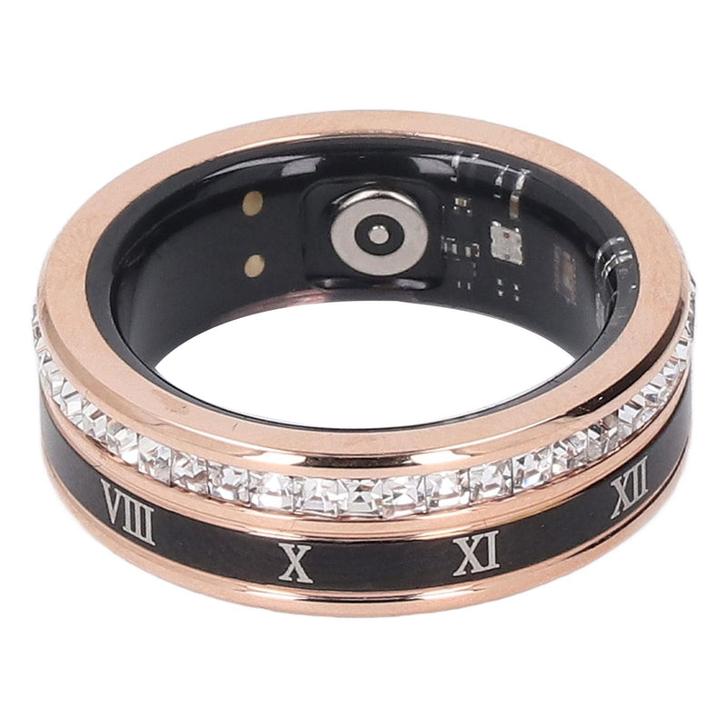 Smart Ring, Diamond Decorated Titanium Steel Fitness Tracker with Exercise Tracking, Steps Counter, Rotatable Design, Swim Proof Activity Tracker for Swimming Running 10