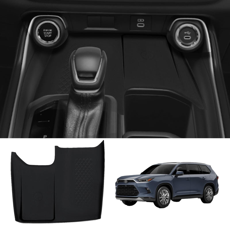 Wireless Charging Anti-Slip Mat for Grand Highlander 2024 2025, Black Silicone Protective Pad Liners for Grand Highlander Accessories