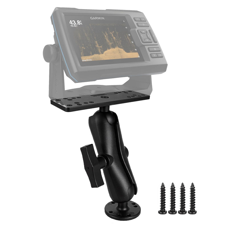 Aluminum Fish Finder Mount with 1.5"/C Size Ball, 5.9" Arm Marine Electronics/Depth Finder Mount. High Salt Water Resistant, Compatible with Garmin, Lowrance, Humminbird,and More Medium Arm