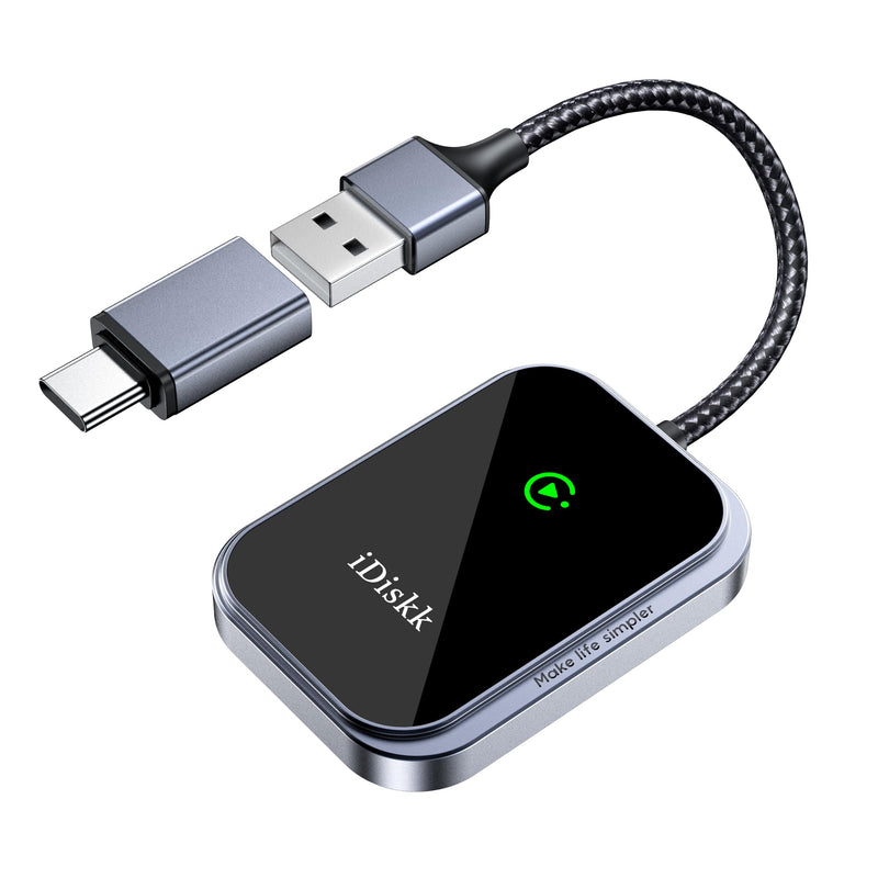 iDiskk Wireless CarPlay Adapter for iPhone No Latency with USB C Adapter | Plug-and-Play Easy Installation,Wide Compatibility for iPhone iOS 10+, Support Voice Control & Navigation