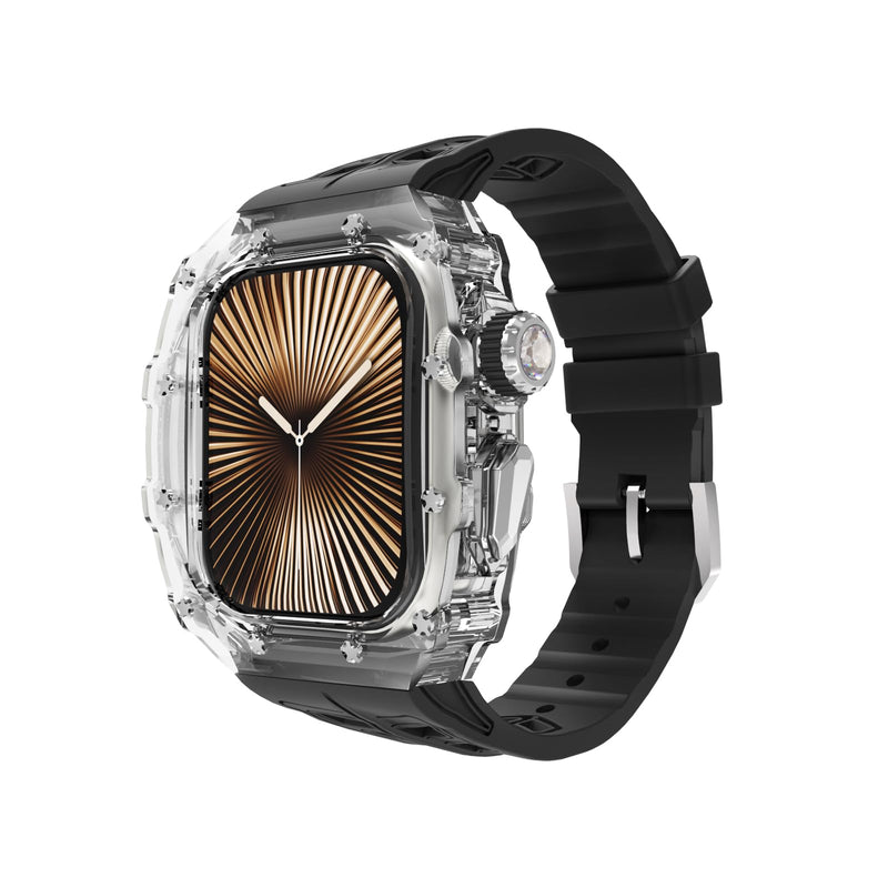 Clear Case with Band for Apple Watch 46mm, Men Women Luxury Crystal Case Protective Bumper Cover Sports Silicone Band for iWatch Series 11/10 46mm Clear