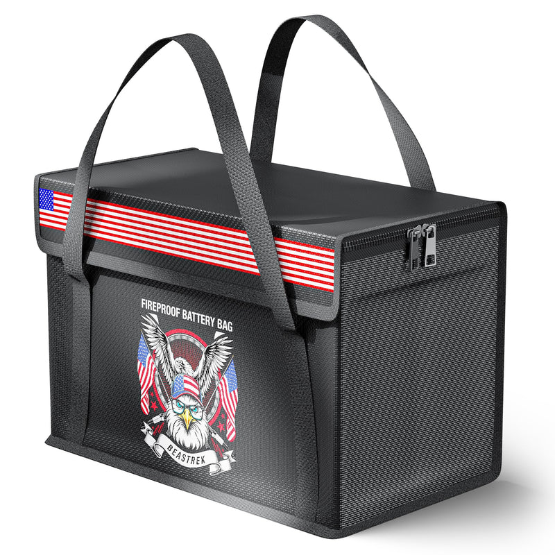 [AUSTRALIA] - 100AH LiFePO4 Lithium Battery Fireproof Bag,Large Capacity Explosion-proof Lipo Battery Safe Bag for Charging and Storage,Compatible with LiTime and LiPULS(14 * 9.4 * 7.8in) 14*9.4*7.8in 