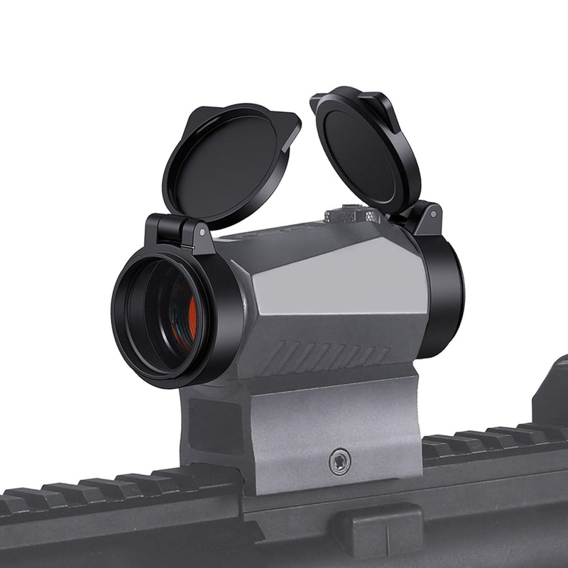 [AUSTRALIA] - Flip-up Red Dot Lens Cover Black Protection Caps for Sig Sauer Romeo5 (Not fit Romeo5 Gen II) & Optics Sight with 28mm Diameter Ocular/Objective Lips 