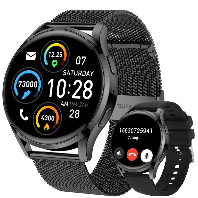 Smart Watch for Men Women Fitness: Waterproof Make/Answer Call Smart Watches for Men Digital Mens Watches Running Step Tracker Smartwatch Android Phones iPhone Samsung Compatible Heart Rate Monitor Black