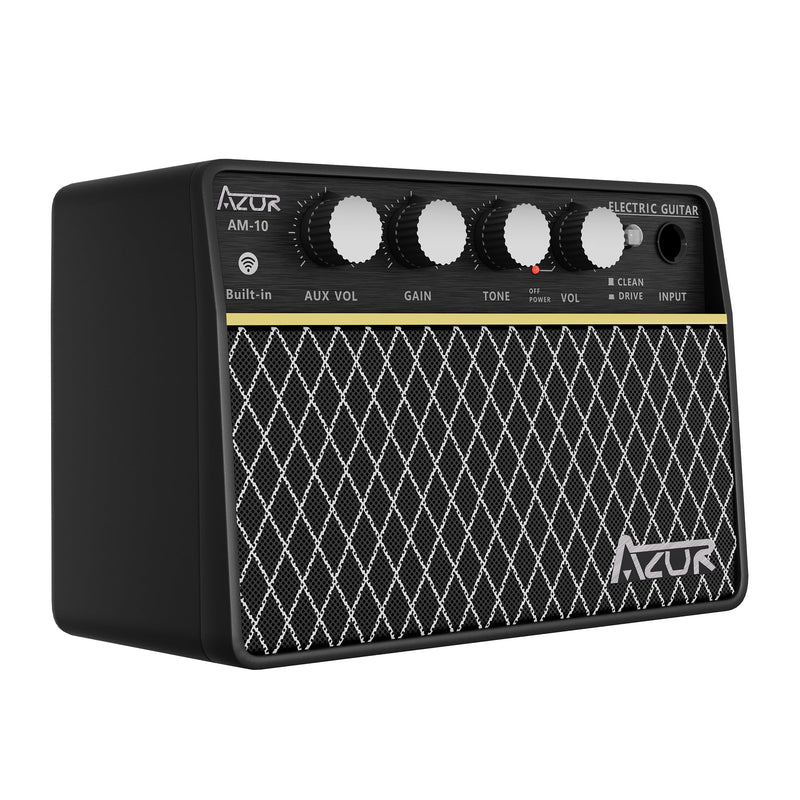 [AUSTRALIA] - AZOR Guitar Amp, 10W USB-C Rechargeable, 6H Working Mini Electric Guitar Amplifier Wireless Amp with Clean/Drive Channels with 3.5mm Headphone/AUX Jack Output for Indoor Practice ABA-10 