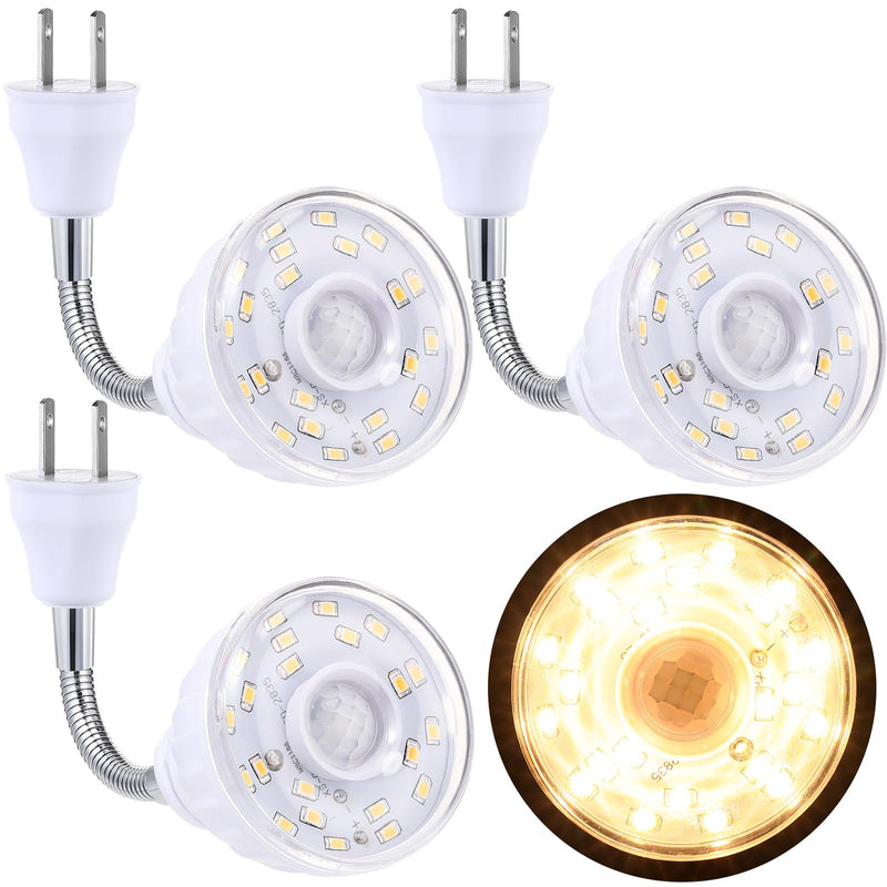 [AUSTRALIA] - Yahenda 3 Pack Motion Activated LED Night Light Plug in Smart Dusk Dawn Sensor Light PIR Infrared Sensor Motion Detector Lamp Flexible Rotating for Hallway Stairway Garage Basement(Warm White) Warm White 
