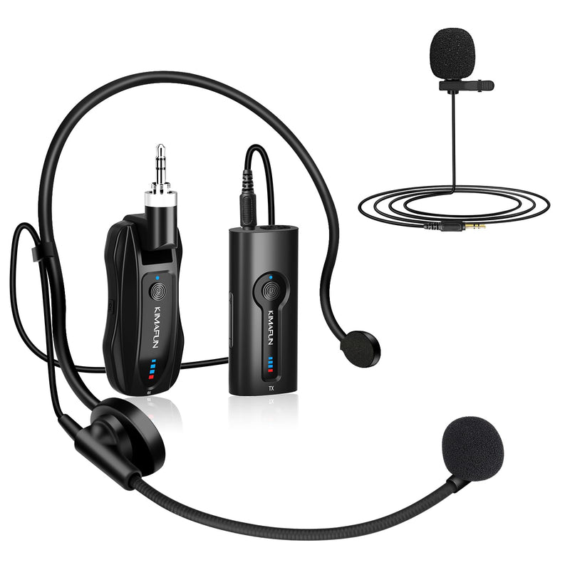 KIMAFUN Wireless Lavalier Microphone System, Wireless 2.4GHz Lapel Mics Handheld Mic 2 in 1 for Teaching, Teachers, Speech, Tour Guiding, Speaker, Amplifier, PA System, Broadcast, KM-G70(1TX1RX) 1TX+1RX