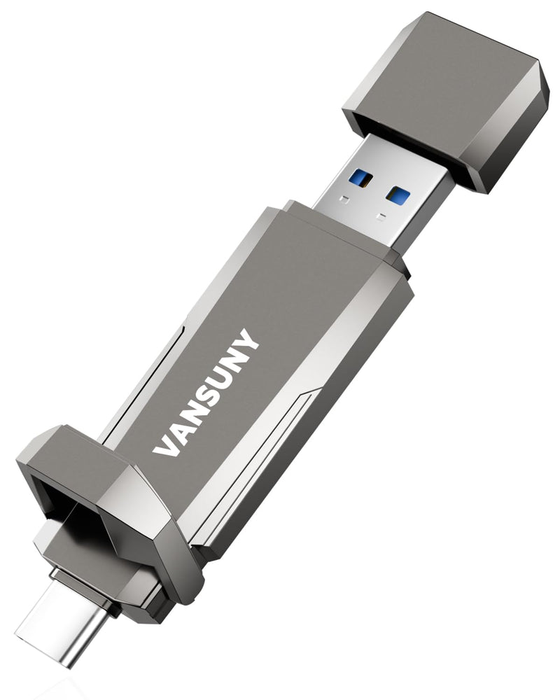 Vansuny 512GB USB Solid State Drive Up to 1000MB/s 3.2 Gen 2 Dual SSD USB A + Type C Portable External SSD for Android Phone Tablet Laptop MacBook PC