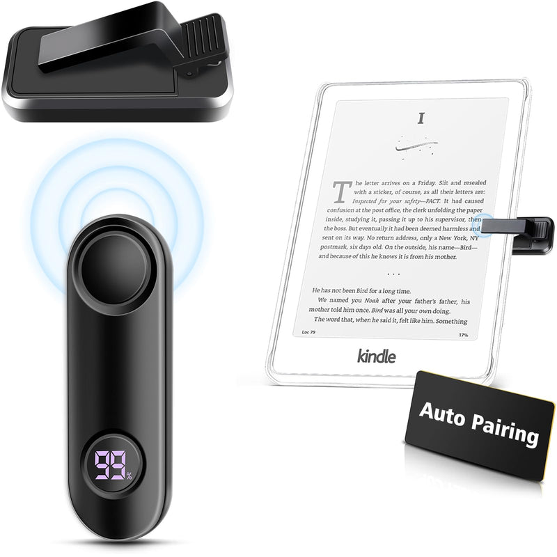 Page Turner for Kindle Paperwhite, RF Remote Control Clicker Page Turner Kindle Accessories for iPhone,iPad, Android Tablets Reading Novels,Camera Video Record&Shutter Selfie (Black) Black