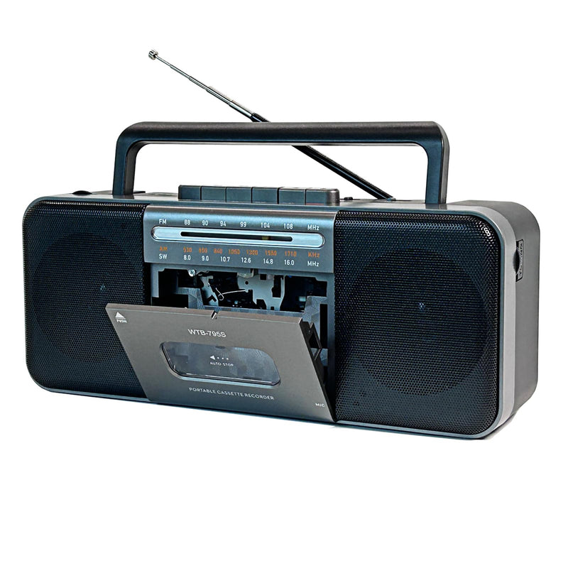 Portable Cassette Tape Player Recorder,AM/FM/SW Radio Stereo with Bluetooth,USB/SD, Big 10W Speaker,Record to Cassette/U Disk/SD Card via Mic, MP3 Converter, Earphone Jack,AC/DC Powered Black