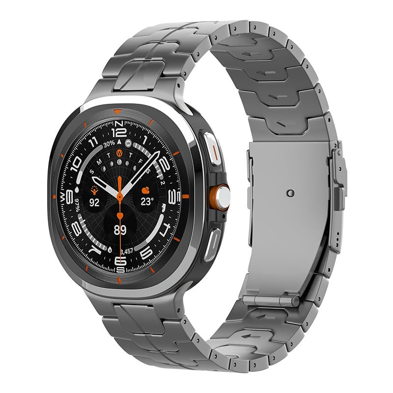 Titanium Band for Samsung Galaxy Watch Ultra 2 1 47mm (2026/2025/2024), No Gap Metal Watchband with Integrated Buckle Strap Replacement Accessory for Galaxy Watch Ultra 47mm grey