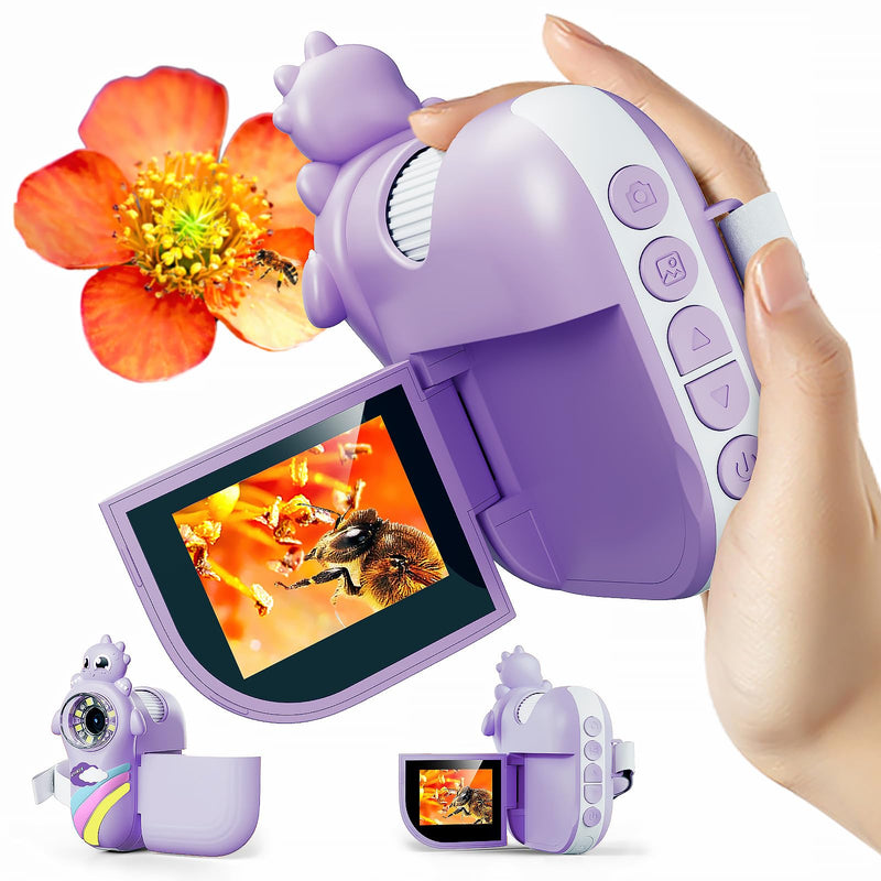 Microscope for Kids,Handheld Kids Microscope – 1000X Magnification,2'' HD Screen,1080P Camera,Built-in Telescope,STEM Educational Toy,Christmas/Birthday Gift for Ages 3-12 (Purple) Purple
