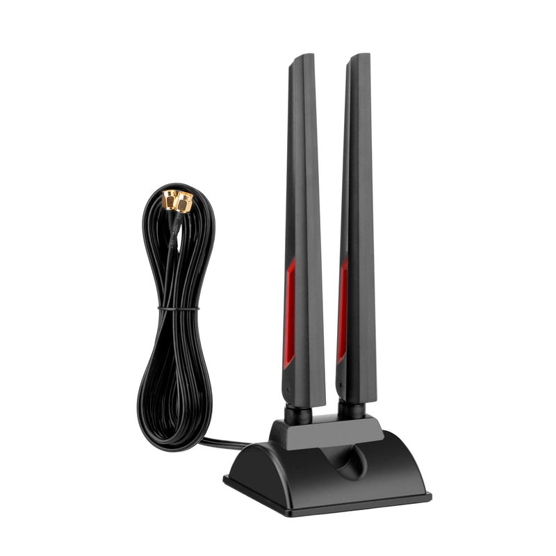 Superbat WiFi 6E Tri-Band Antenna 2.4GHz 5GHz 6GHz Magnetic Base WiFi Antenna with RP-SMA Extension Cable for PC Desktop Computer WiFi Card Wireless Network Router Security Cameras with base