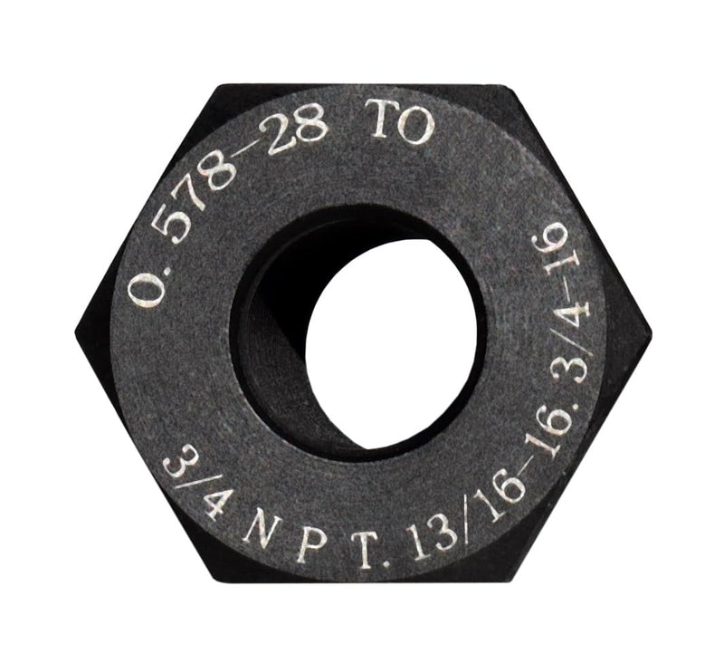 Steel Thread Adapter Convert .578-28 to 3/4 NPT, 13/16-16, 3/4-16