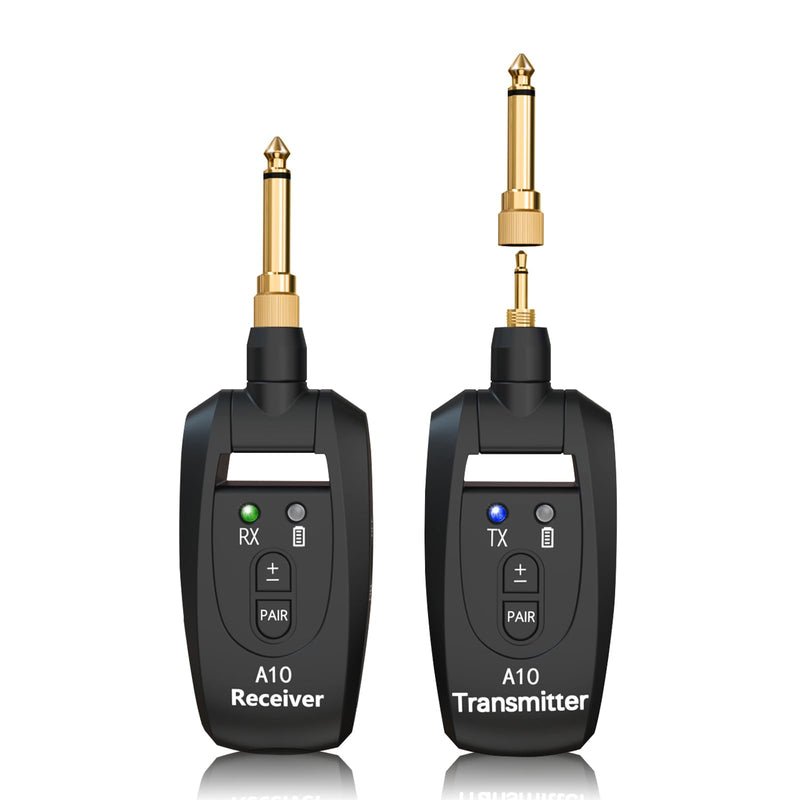A10 Wireless Guitar System, 2.4GHz Rechargeable Transmitter Receiver, 24-bit 48KHz Audio, 100ft Range, No Latency, Plug and Play for Electric Guitar & Bass Accessories