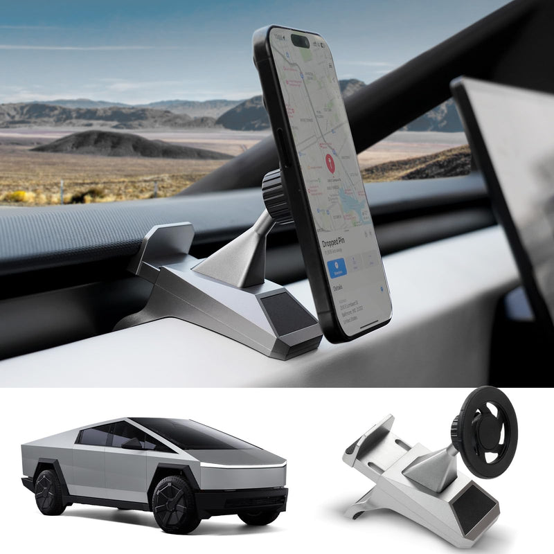 Magnetic Phone Mount for 2024-2026 Tesla Cybertruck Accessories | Fit 2024-2026 AWD(Dual Motor/Premium) & Cyberbeast, 360° Adjustable Interior Cell Phone Holder Mount with Magnetic Ring