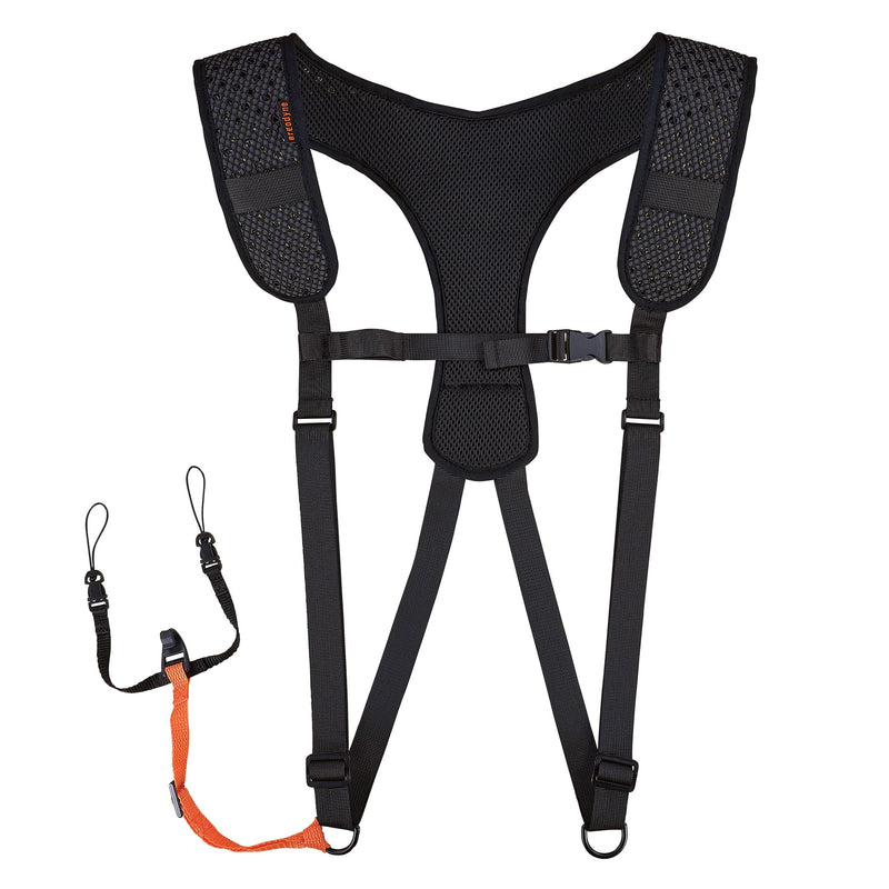 Ergodyne Squids 3142 Padded Shoulder Barcode Scanner Harness with Attachment Lanyard for Mobile Computers Medium-Large Black