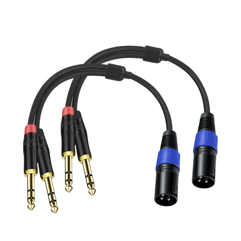 [AUSTRALIA] - 2Pack 6.35mm Dual TRS to XLR Male Cable for Microphone, Mixer, Amplifier, 1.5 FT, 1/4 TRS to XLR Audio Cable, Y Splitter Patch Cord, 3-Pinxlr to Dual 1/4 Male Converter Adapter Cable 1.5Ft, 2Pack Dual 1/4 to XLR Male 