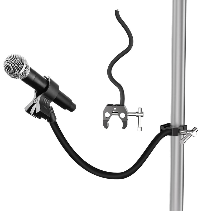 Gooseneck Microphone Stand,19.69" Flexible Adjustable Arm Super Crab Clamp Mic Clip 3/8"-16 to 5/8"-27 Adapter Mount,Compatible with Shure/Fifine / AT2020 / Pyle/Blue Snowball/Razer Gooseneck Microphone Stand