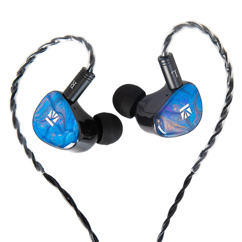 KBEAR KB02 Colorful Resin Shell in Ear Monitor Headphones, Bone Conduction Dynamic Driver Wired Earbuds, IEM Headphones HiFi Earphones with 2Pin 4N OFC Cable 3.5mm Plug for Singers Musicians, Blue no Mic