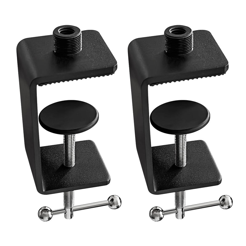 [AUSTRALIA] - Table Microphone Clamp - Heavy-Duty Desk Mic Metal Clamp Mount with 5/8-27 Male and 3/8-16 Female Thread, 2PCS C-CLAMP MOUNT (2PCS) 