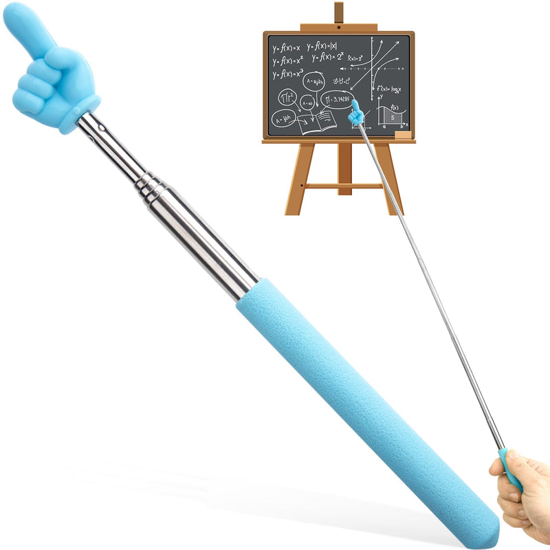 [AUSTRALIA] - PAGOW Retractable Teacher Pointer Stick, Hand Pointer Stick, Student Finger Pointing Stick, Extendable School Supplies for Reading, Classroom (Light Blue, Finger) Finger1, Light Blue 