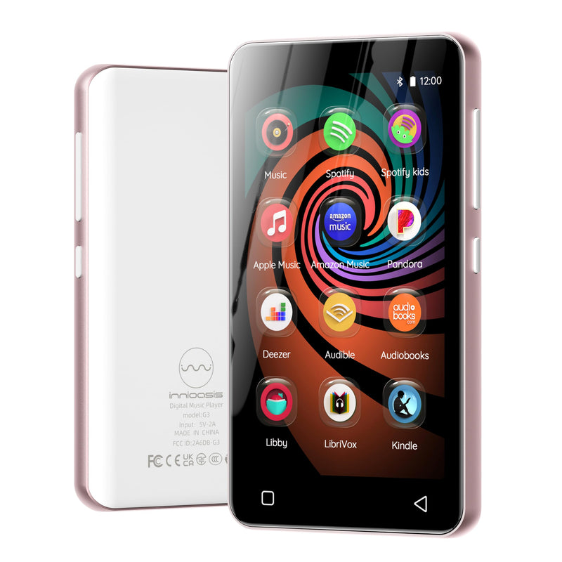 [AUSTRALIA] - 160GB MP3 Player with Bluetooth and WiFi, innioasis Music Player with Spotify,Pandora,Amazon Music,4" Touch Screen Android MP4 MP3 Player for Kids with Libby,Audible,Spotify Kids (White+Pink) Pink+White 