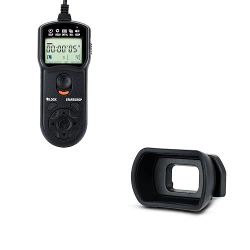 JJC Wired Intervalometer Timer Remote & Soft Rubber Eyecup Eye Cup for Nikon D750 D780 D610 D600 D7500 D7200 D7100 D7000 D5200 D5100 D5000 D3300 D3200 D3100 & More Cameras