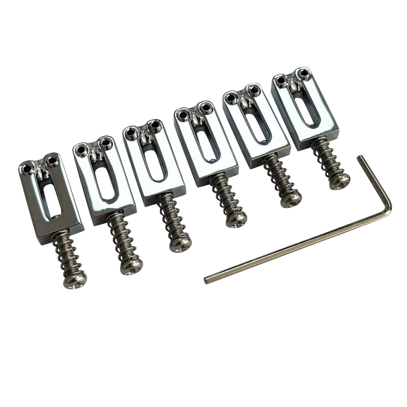 [AUSTRALIA] - Guitar Bridge Saddles 10.5mm Zinc Alloy Electric Guitar Saddles Guitar Tremolo Bridge Saddles for Fender Strat St Tele Telecaster 6 String Electric Guitar Replacement Parts (Bright Chrome） Chrome Light 