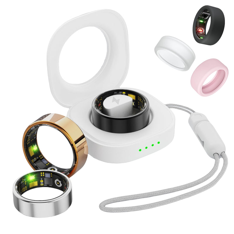 Smart Ring for Women Men, Health Fitness Tracker Ring, IP68 Waterproof Rings, Sleep Ring with Charging Case and Ring Protector, Remote Photography, Family Care, No App Fees(Rose Gold, 9#)