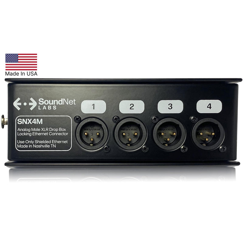 [AUSTRALIA] - Made in USA 4ch Audio Over Ethernet Drop Box - XLR Over Cat5 - XLR Over Ethernet - 4 Channel Snake - EtherCon Audio Snake - Ethercon Snake (Male) Male 
