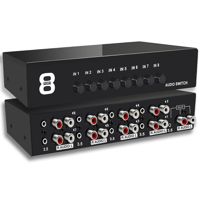 [AUSTRALIA] - 3.5mm Aux + RCA L/R Bi-Directional Stereo Audio Switch 8 in 1 Out A/B Analog Audio Switcher Selector 
