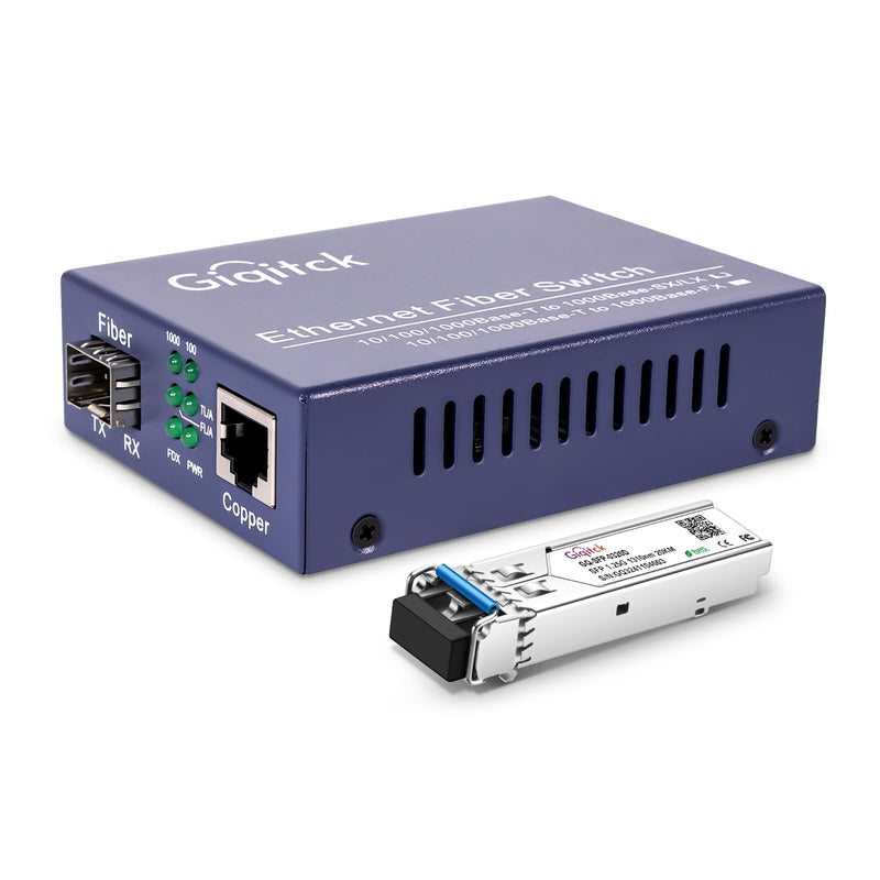 10/100/1000Mbps Media Converter with 1x 1000Base-LX SFP Module | Networks Ethernet to Fiber Media Converter with 1X SFP (1.25Gb/s, Single-mode, Dual LC, 1310nm, 20km) 1G, SMF, LC x1pc