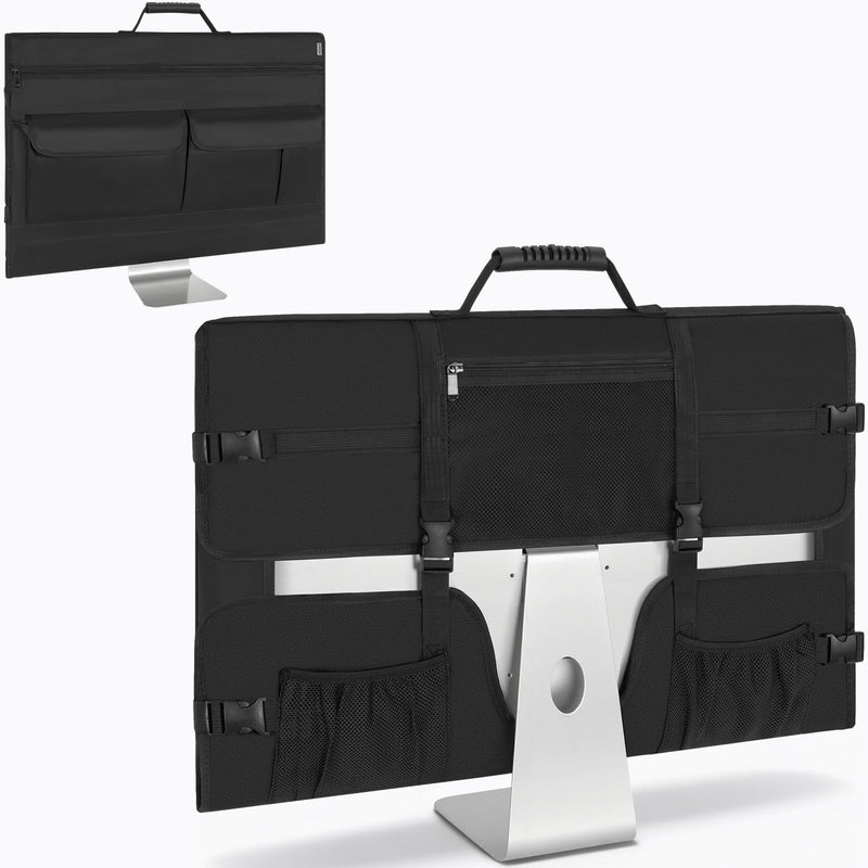 Monitor Carrying Case for 27'' LCD Screens Compatible with iMac 27 | Padded Protective Travel Bag with Handle & Multiple Pockets, Desktop Monitor Dust Cover for Moving, Business Trip Without Strap For 27" Screen