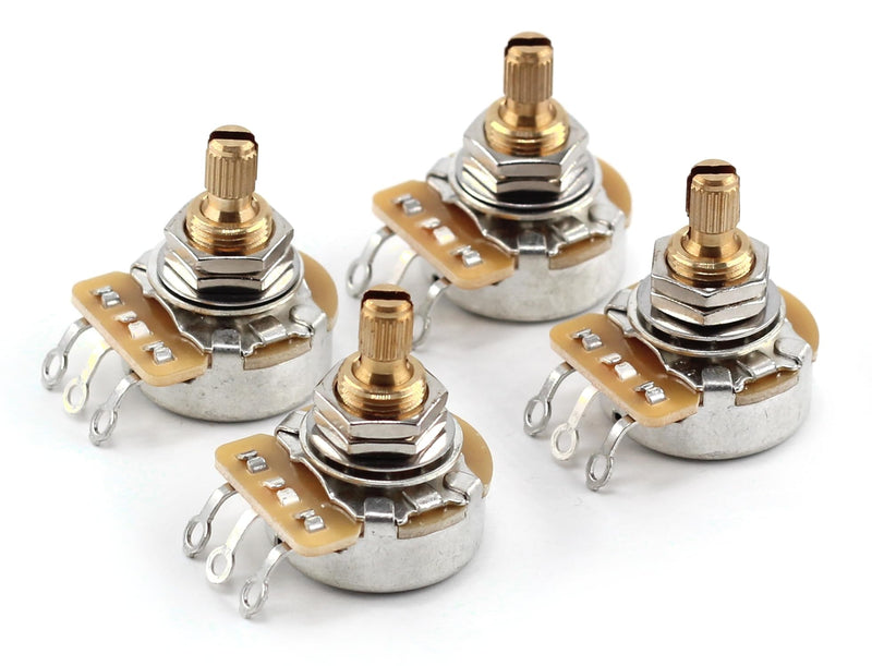 4x TAOT Custom CTS 500K Pot 3/8” Short Split Shaft Audio Taper 10% Tolerance Clear Stamping