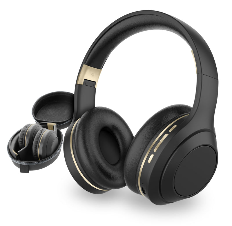 SENTRY OSH Over Ear Bluetooth Wireless Headphones, Active Noise Canceling -20dB Reduction, 22 Hour Battery Life, Control Buttons, Built in Microphone, USB C Charging and Carrying Case Included Black
