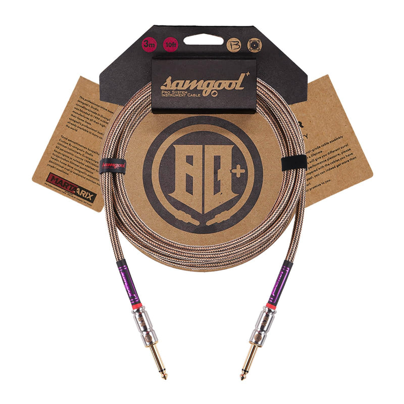 [AUSTRALIA] - 20ft Guitar Cable, 1/4 Inch Straight/Straight Instrument Cable, Electric Cord Guitar Amp Cord for Bass Amp and Instruments (XII Champagne & Black Braided) 