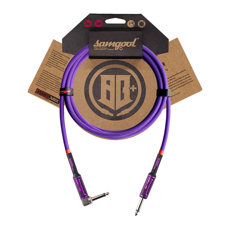 10ft Guitar Cable, 1/4 Inch Straight/Angle Instrument Cable, Electric Cord Guitar Amp Cord for Bass Amp and Instruments (CC Purple Braided) 10ft CC Purple-Braided