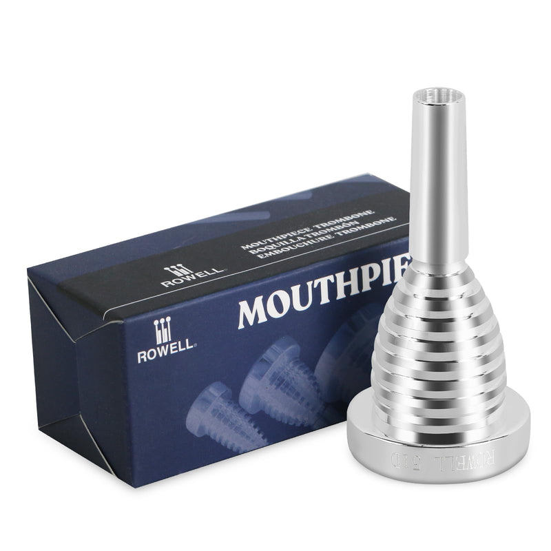 ROWELL 51D Silver Trombone Mouthpiece - Brass, Compatible with Beginners and Professionals, Modern Style, B Flat Instrument