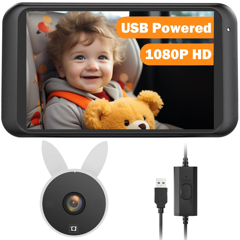 [AUSTRALIA] - Babyvue USB Car Camera for Baby : 4.5" Baby Car Camera with 1080P Crystal Clear Mirror View, Easy Installation Carseat Rear Facing Moitor for Kids, HD IR Night Vision Backseat Monitor White 
