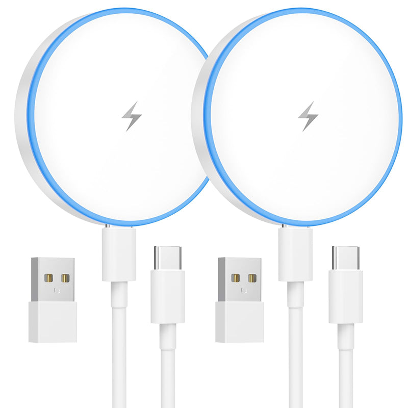 MagSafe Charger 2 Pack 15W Magnetic Wireless Charger Fast Charging Pad Compatible with iPhone 16/15/14/13/12 Series & AirPods 3/2/Pro Magnetic MagSafe Charging Pad with Dual Charging Ports white