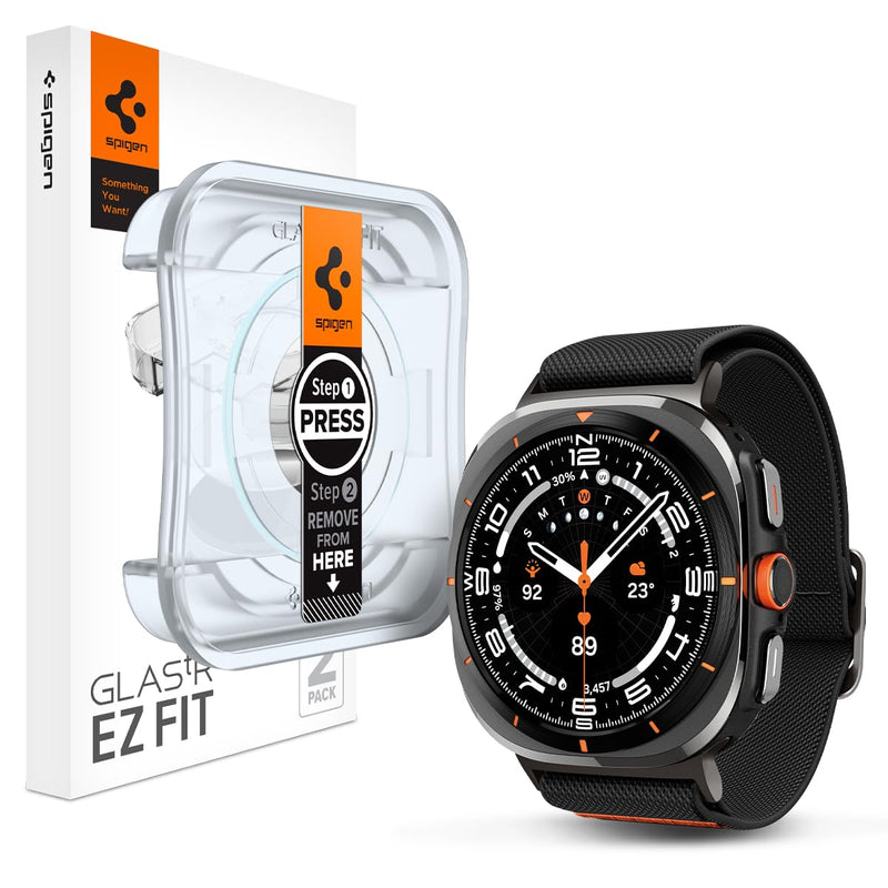 Spigen Tempered Glass Screen Protector [GlasTR EZ FIT] and Lite Fit Band Designed for Samsung Galaxy Watch Ultra2/1 47mm