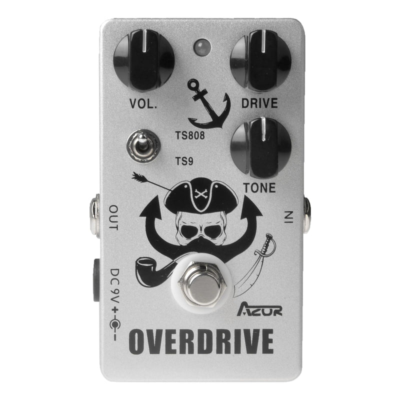AZOR Overdrive Guitar Pedal Vintage Overdrive Effects，TS808 or TS9 Switch All-Metal Effect Pedal with True Bypass