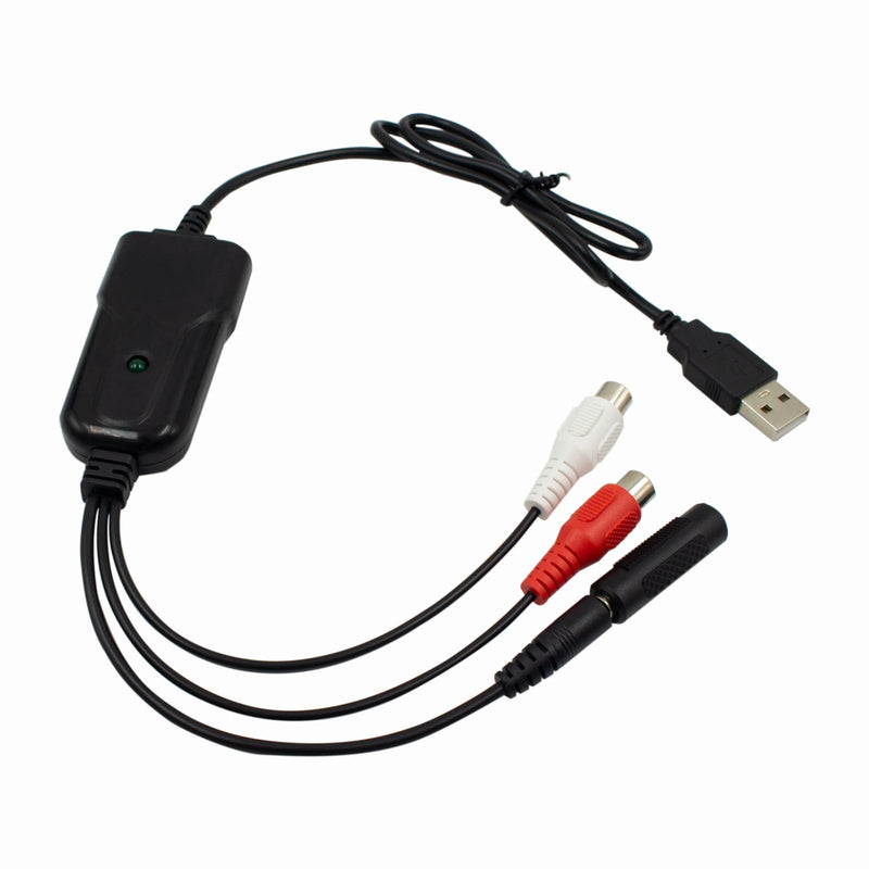 Wiistar USB2.0 Audio Capture Card RCA L/R+3.5mm Audio to USB up to 96kHz | Support Wave/MP3 for Tape MD CD Player Phono Laptop