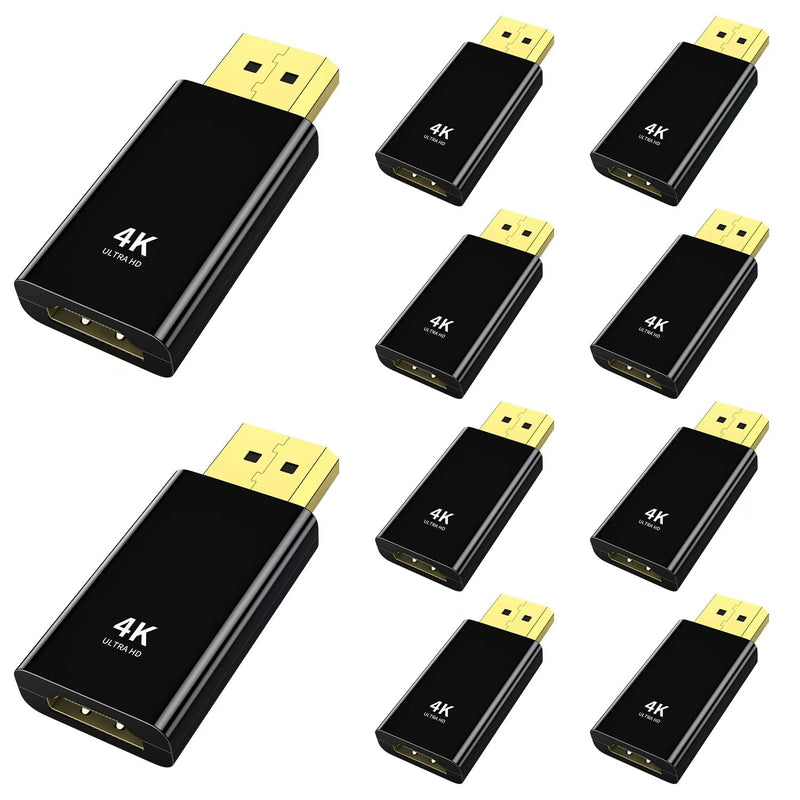 4K DisplayPort to HDMI Adapter 10 Pack,24K Gold Plated Uni-Directional Display Port DP to HDMI Passive Adapter Compatible for HP, HDTV, AMD, NVIDIA,Dell, GPU,Projector, PC,Desktop Black 10-Pack