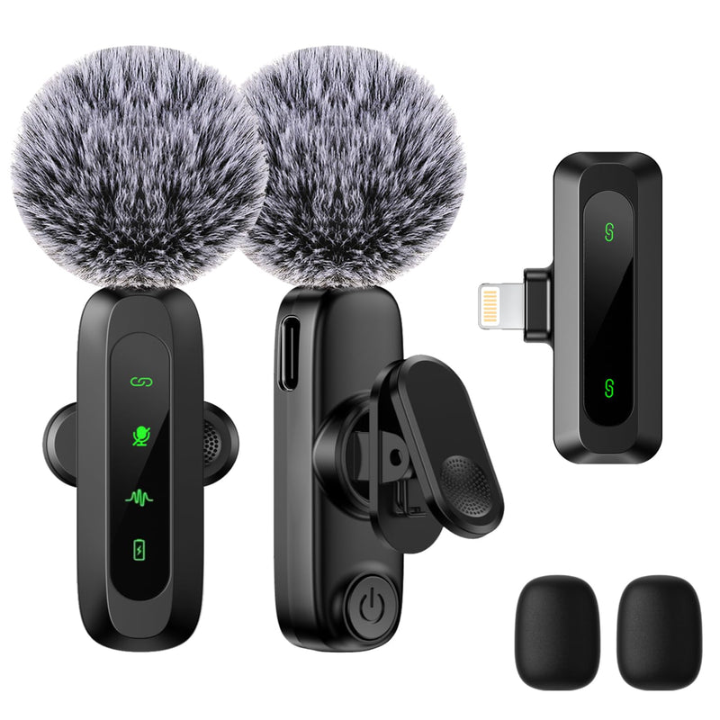 Wireless Lavalier Microphone for iPhone 5-14 / iPad - Professional Noise Reduction Wireless Microphone, Lightning Lapel Mini Microphones for Tiktok, YouTube, Vlog, Recording, Live Streaming